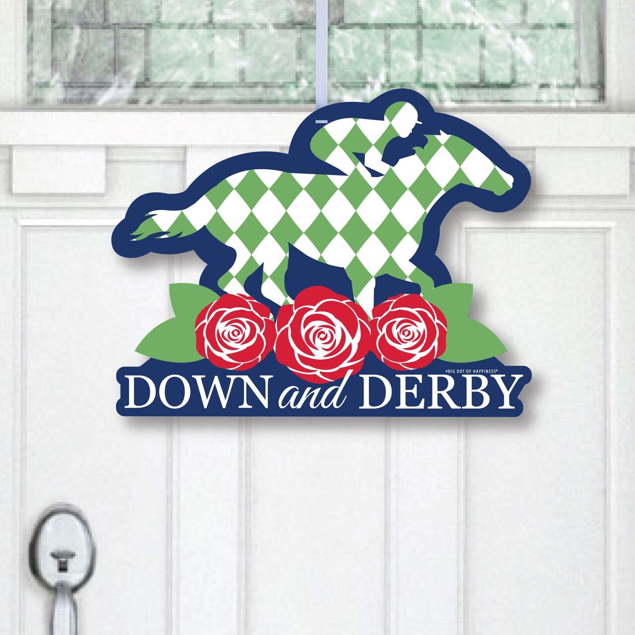 Big Dot of Happiness Kentucky Horse Derby - Hanging Porch Horse Race Party Outdoor Decorations - Front Door Decor - 1 Piece Sign